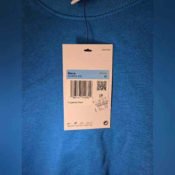 Nike Men's Crew Neck Sweatshirt Photo Blue Orange Size Medium Smile Sunshine - Picture 4 of 6
